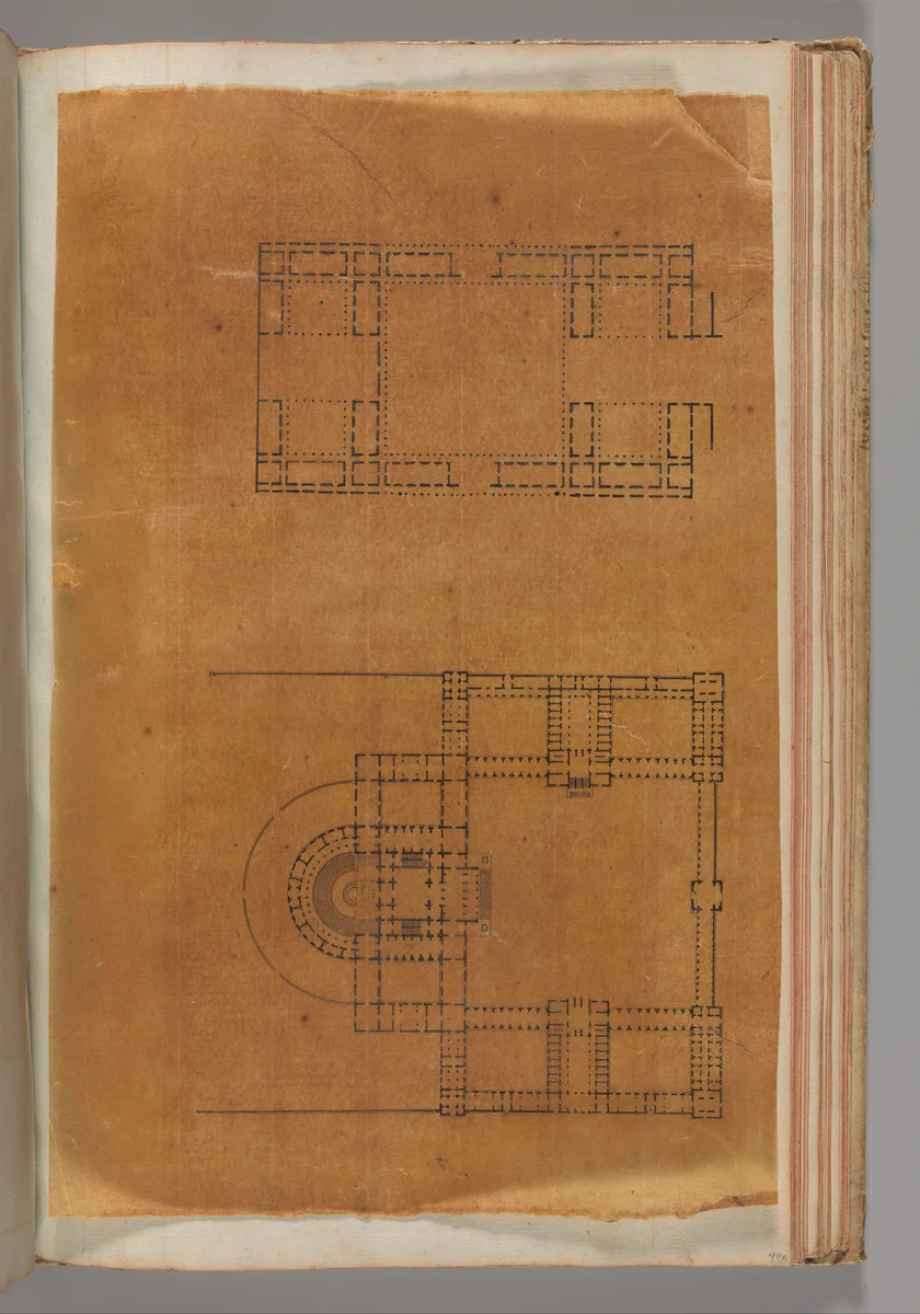 Page from a Scrapbook containing Drawings and Several Prints of Architecture, Interiors, Furniture and Other Objects by Charles Percier, book, 1795-1805