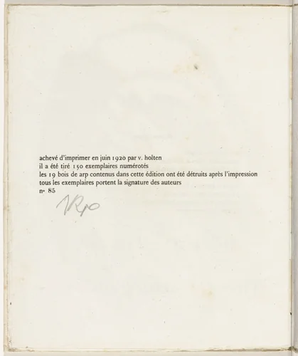 Cinéma calendrier du coeur abstrait, Maisons (Cinema Calendar of the Abstract Heart, Houses) by Jean Arp, illustrated book, 1920