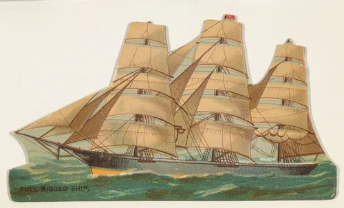 Full Rigged Ship, from the Types of Vessels series (N139) issued by Duke Sons & Co. to promote Honest Long Cut Tobacco by W. Duke, Sons & Co., print, 1889