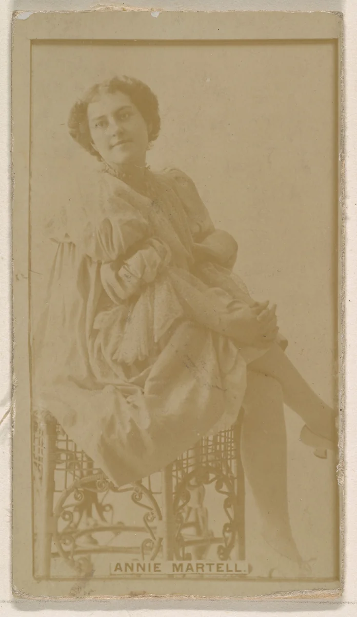 Annie Martell, from the Actresses series (N245) issued by Kinney Brothers to promote Sweet Caporal Cigarettes by Kinney Brothers Tobacco Company, photograph, 1890