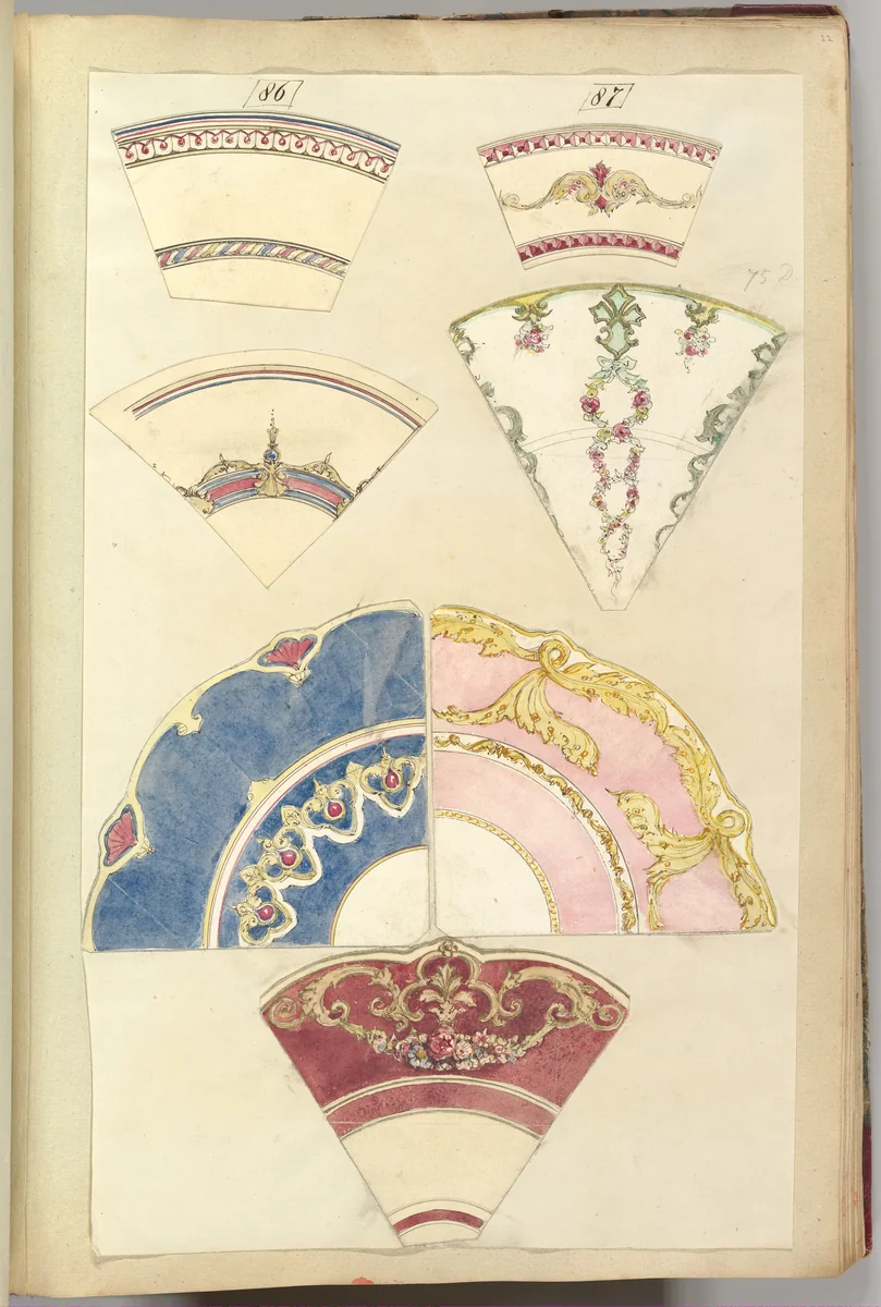 Seven Designs for Decorated Plates by Alfred Forrester, drawing, 1845-1855