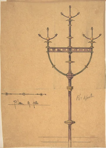 Design for [Gas?] Lights for a Church by Richardson Ellson, drawing, 1875-1885
