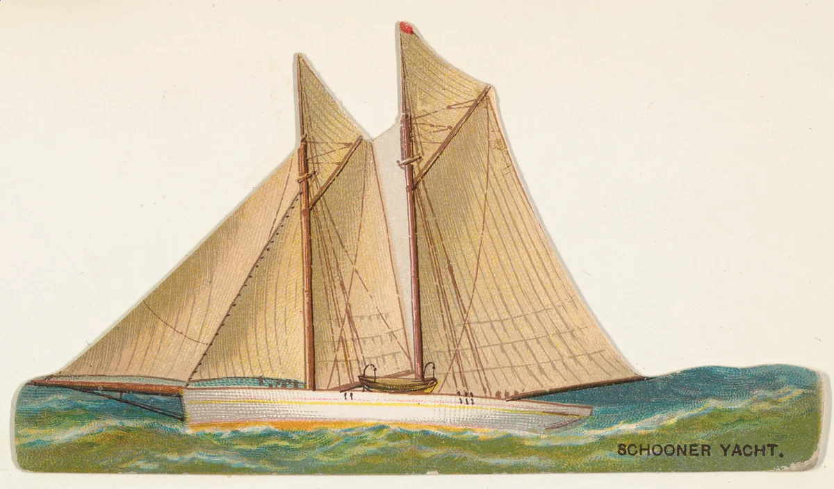 Schooner Yacht, from the Types of Vessels series (N139) issued by Duke Sons & Co. to promote Honest Long Cut Tobacco by W. Duke, Sons & Co., print, 1889