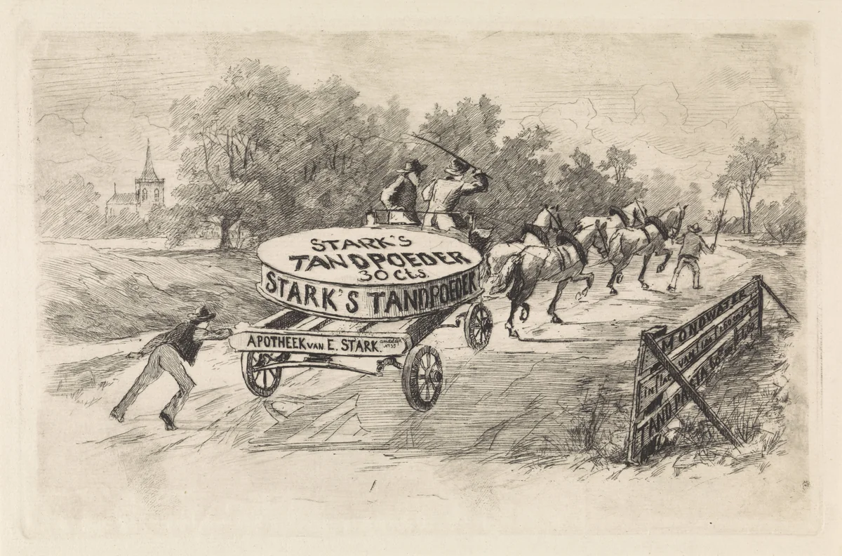 Reclame voor tandpoeder van Elias Stark by Elias Stark, print, 1859-1889