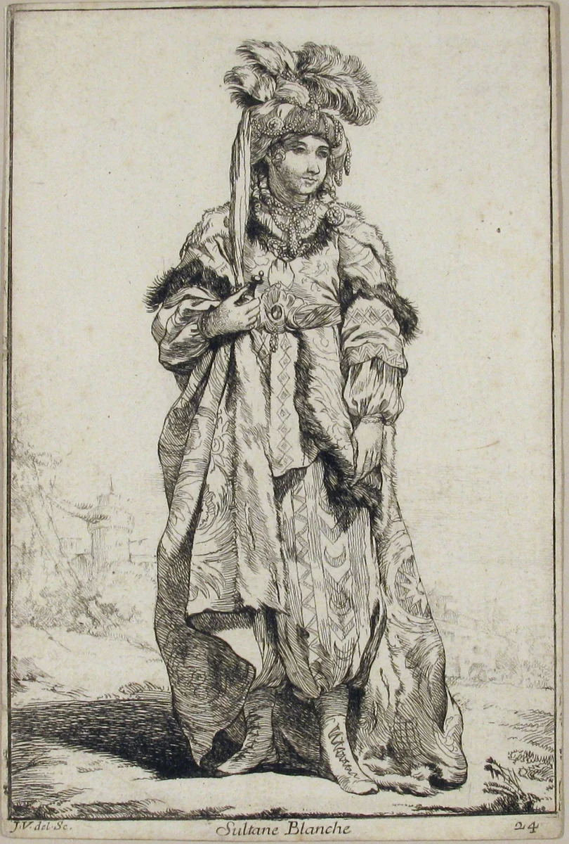 Sultane Blanche and Le Grand Visir (White Sultaness and The Grand Vizir), from the series "Caravane du Sultan à la Mecque..." (Caravan of a Sultan Going to Mecca) by Joseph-Marie Vien, print, 1748