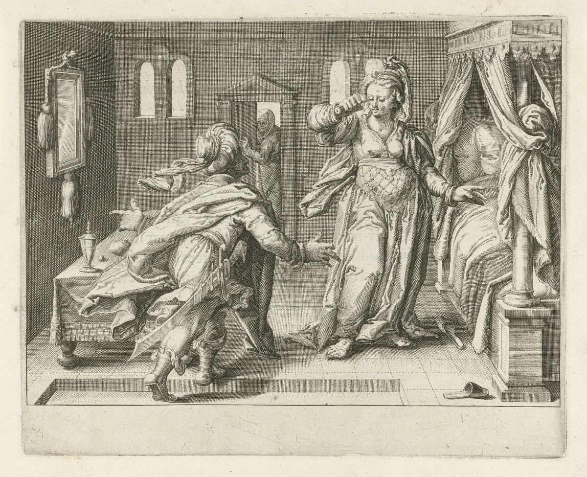 Lucia steekt haar ogen uit by Zacharias Dolendo, print, 1606