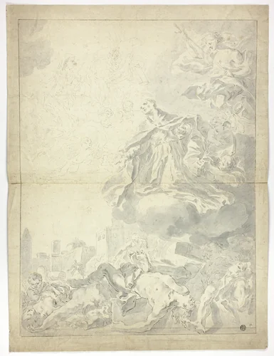 Saint Cajetan of Thiene Interceding for Victims of the Plague by Francesco Solimena, drawing, 1657-1747
