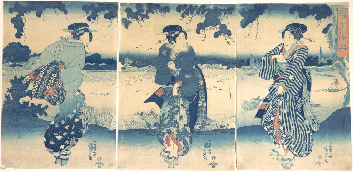 Women Near a River by Utagawa Kuniyoshi (歌川國芳), print, 1840-1860