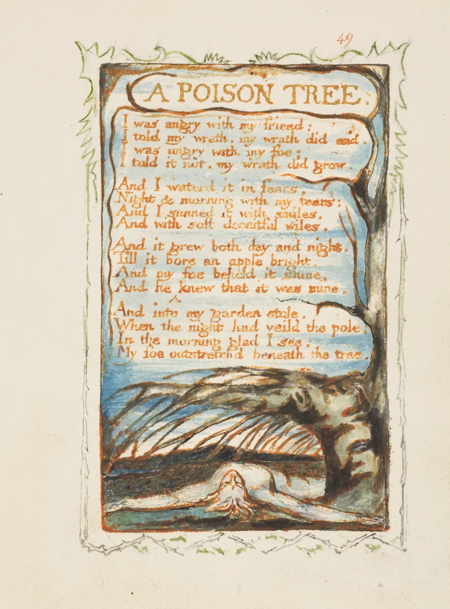 Songs of Experience: A Poison Tree by William Blake, print, 1794-1825