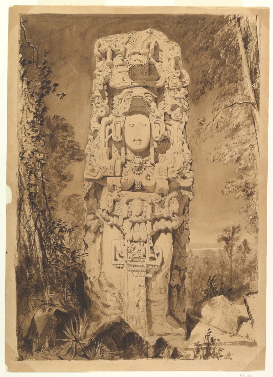 Stela at Copán by Frederick Catherwood, drawing, 1843
