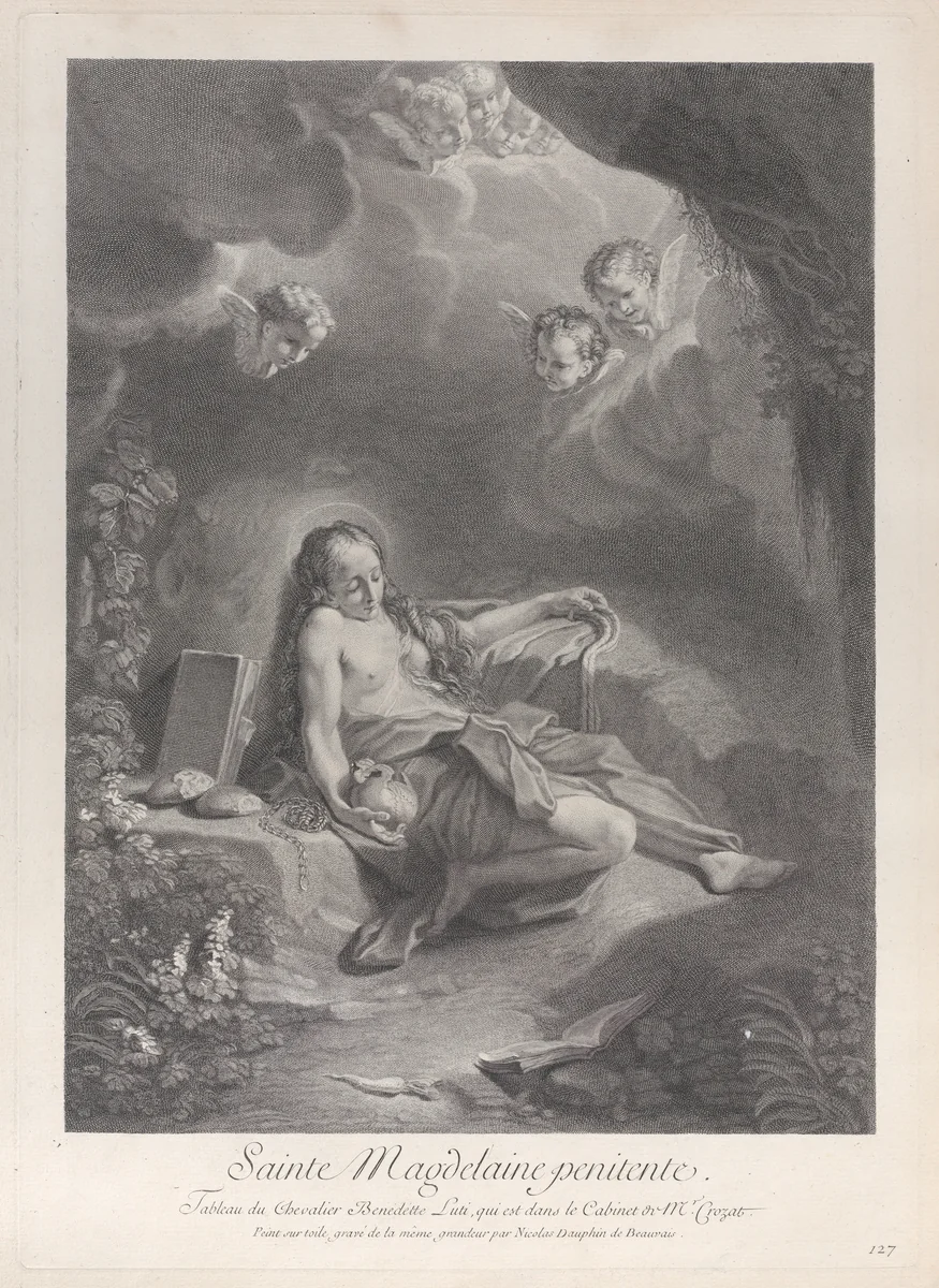 The Holy Family with Saint Elizabeth and angels by Nicolas Dauphin de Beauvais, print, 1724-1734