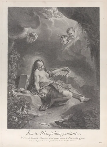 The Holy Family with Saint Elizabeth and angels by Nicolas Dauphin de Beauvais, print, 1724-1734