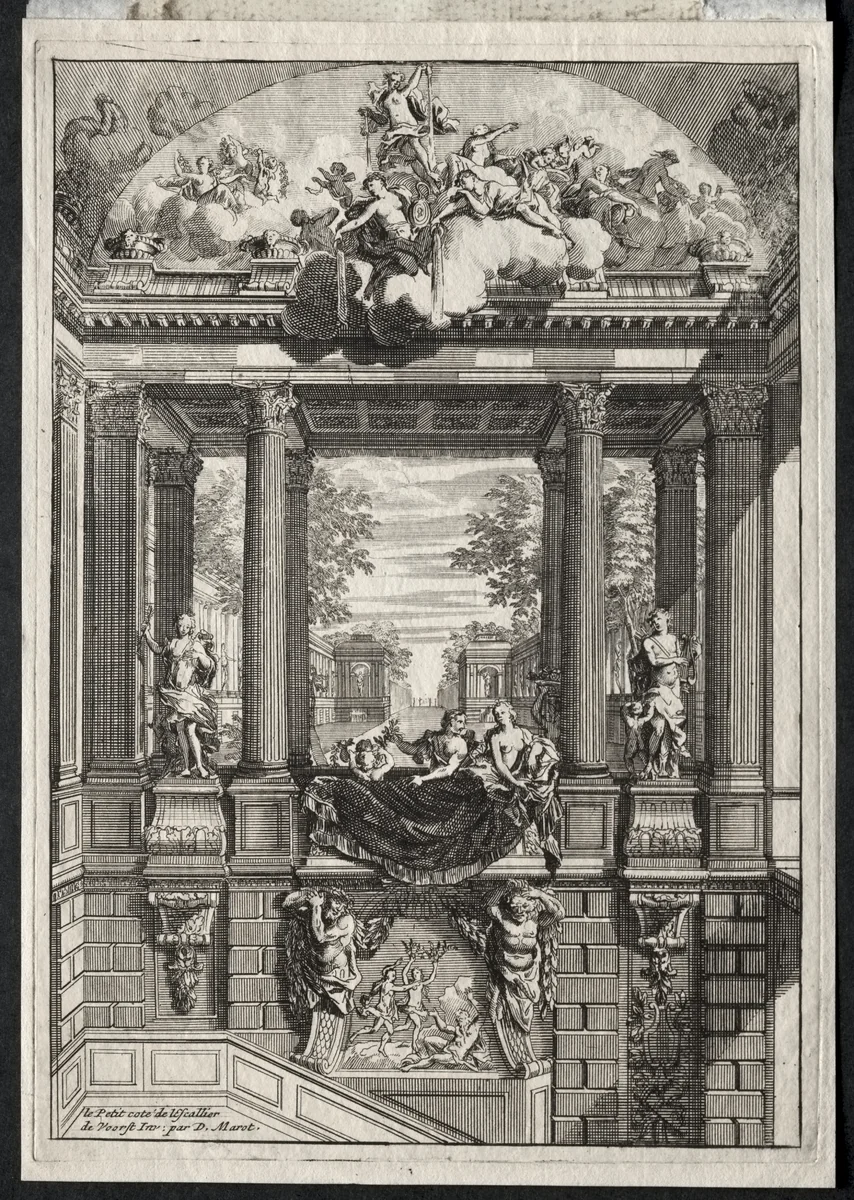 Staircase at the Palace of Voorst in Holland by Daniel Marot, print, 1700-1718