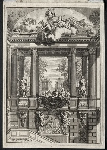 Staircase at the Palace of Voorst in Holland by Daniel Marot, print, 1700-1718