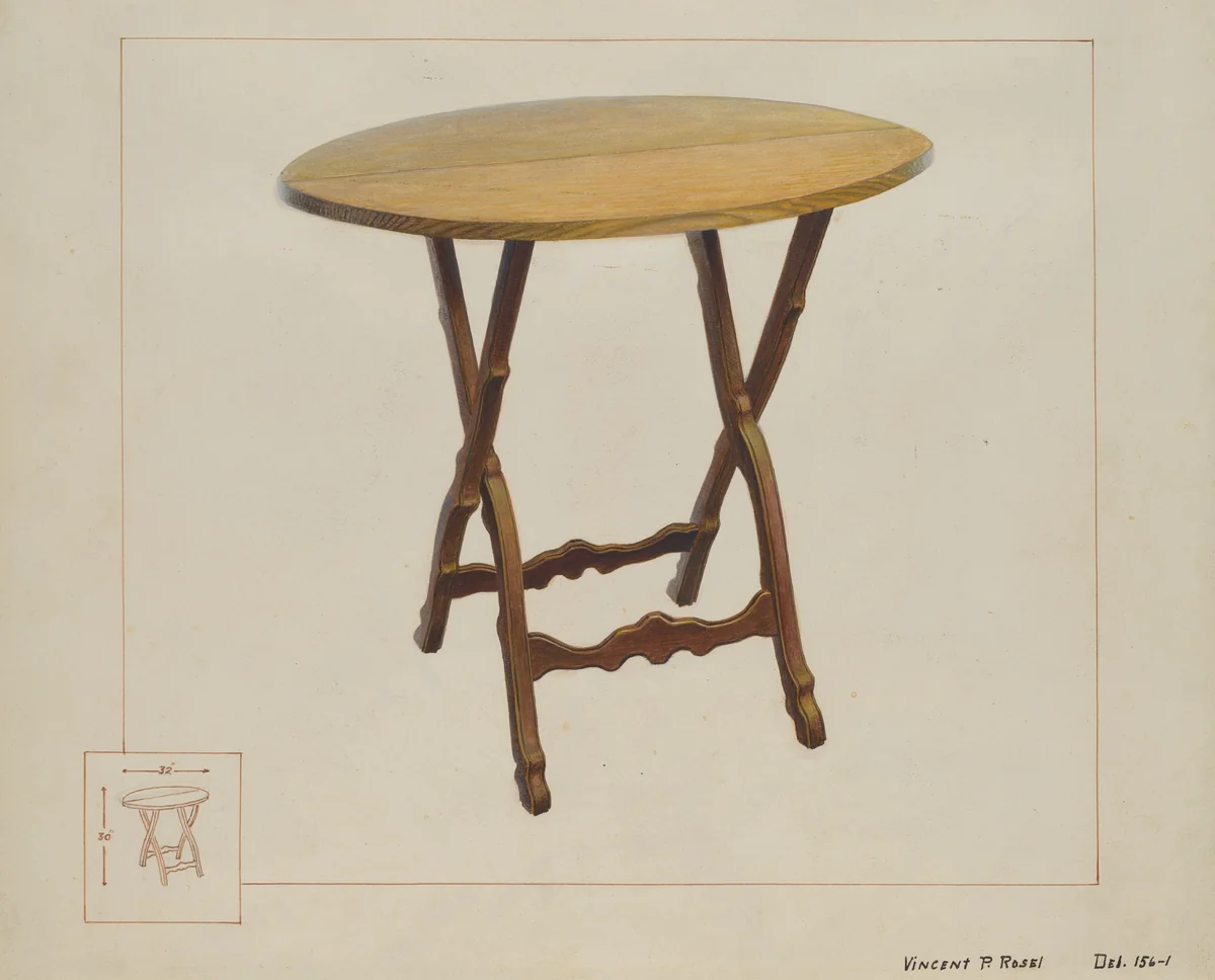 Table by Vincent P. Rosel, index of american design, 1937