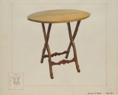 Table by Vincent P. Rosel, index of american design, 1937