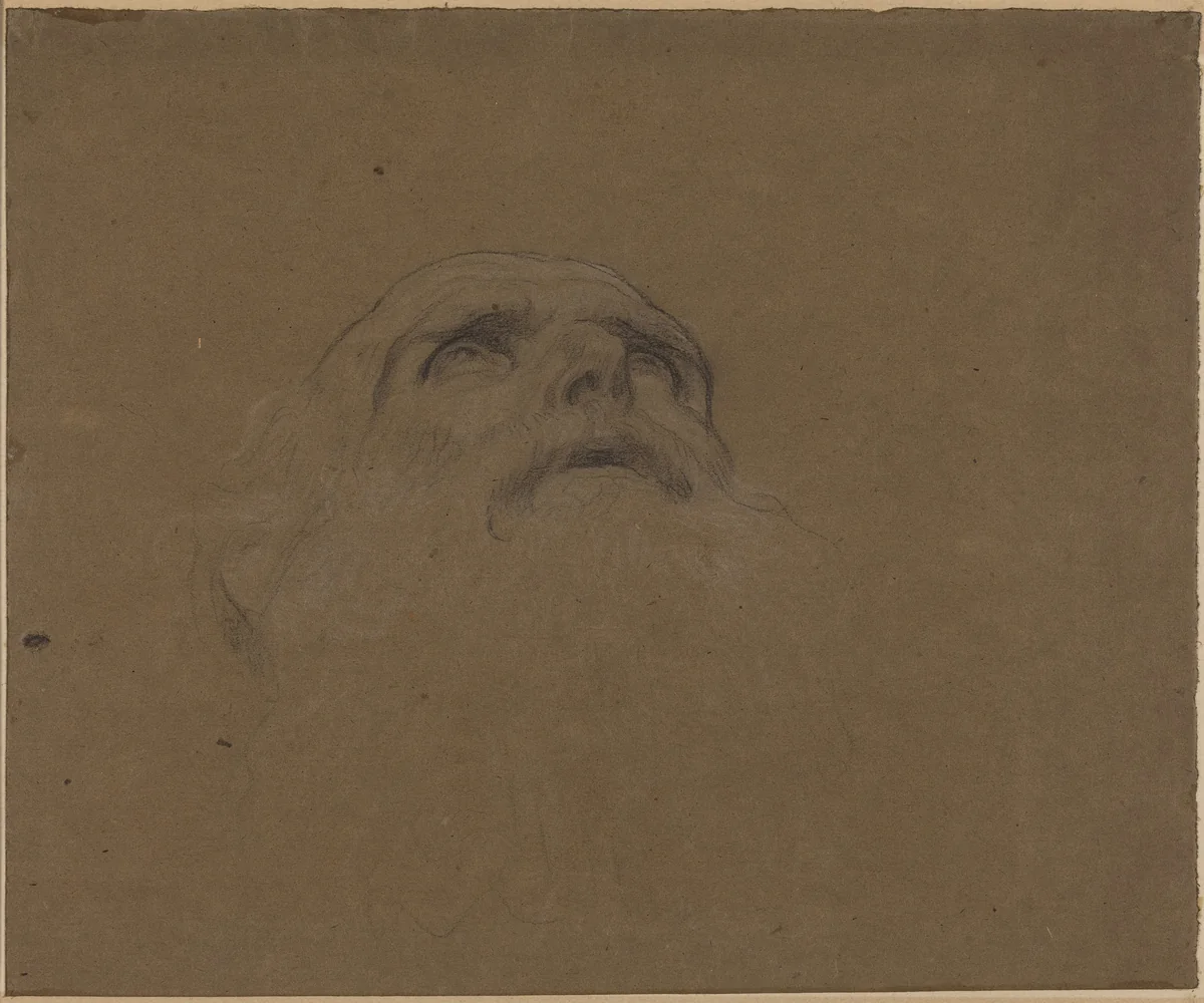 Head of an Old Man by Alphonse Legros, drawing, 1837-1911