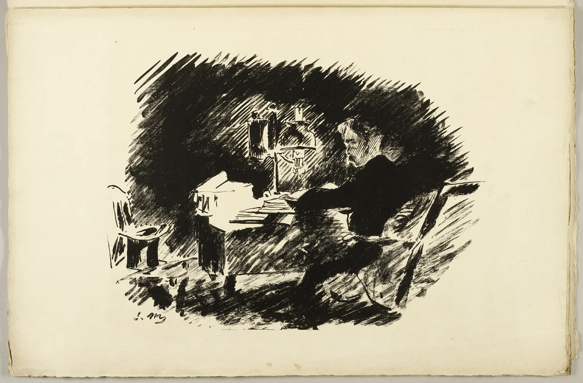 Under the Lamp ("Once upon a midnight dreary..."), from The Raven (Le Corbeau) by Édouard Manet, print, 1875