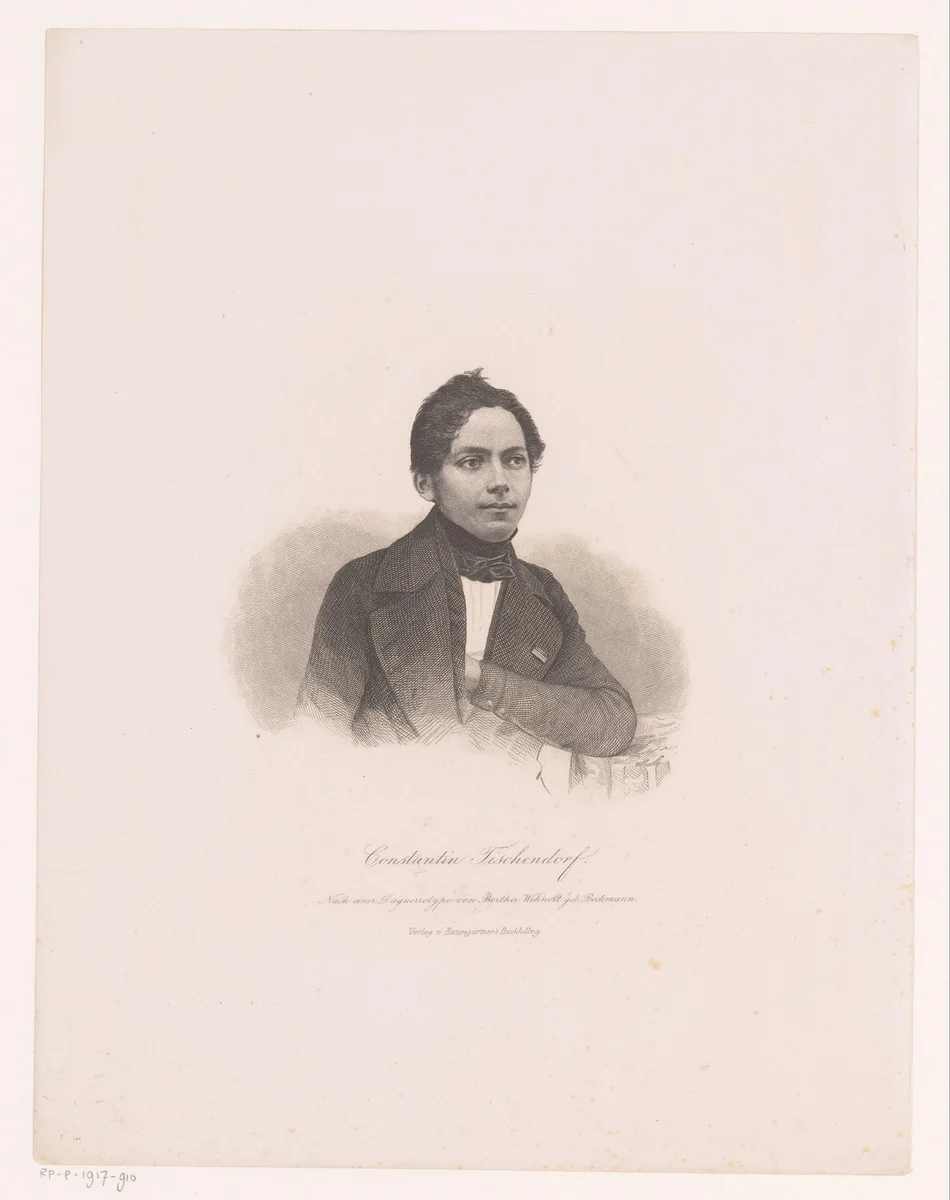 Portret van Constantin Tischendorf by August Weger, print, 1849-1892