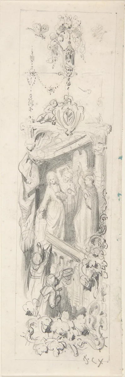 Decorative study of a play by François-Claudius Compte-Calix, drawing, 1830-1880