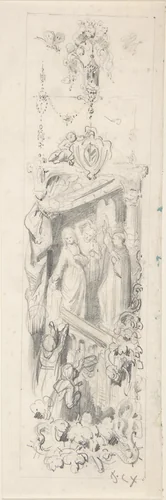 Decorative study of a play by François-Claudius Compte-Calix, drawing, 1830-1880