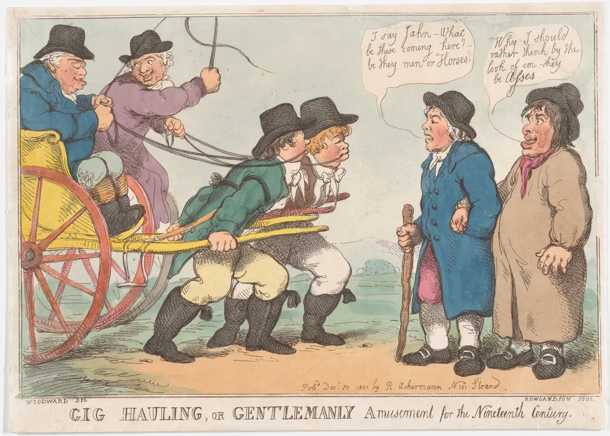 Gig Hauling, or Gentlemanly Amusement for the Nineteenth Century by Thomas Rowlandson, print, 1801
