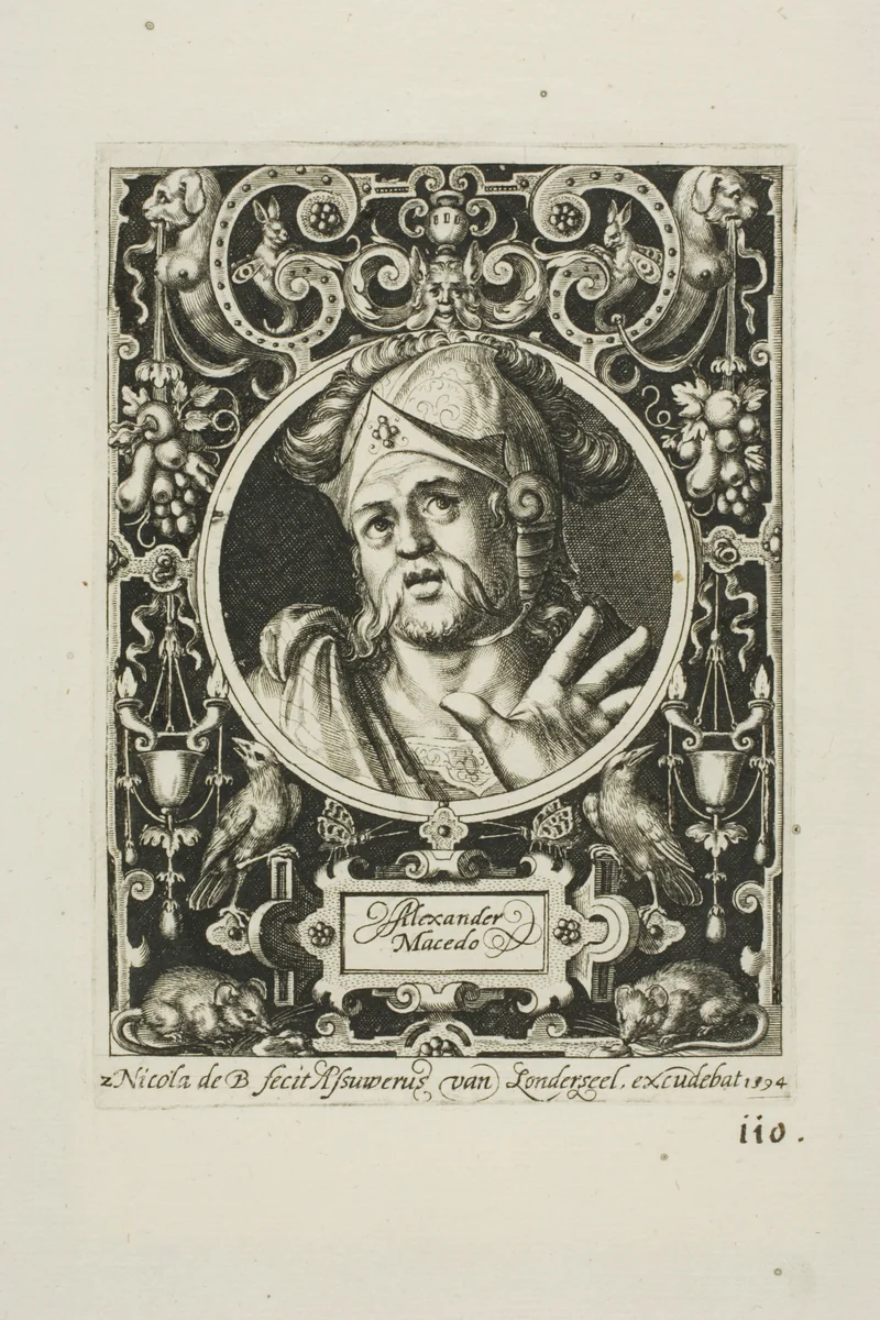 Alexander the Great, plate two from The Nine Worthies by Nicolaes de Bruyn, print, 1594