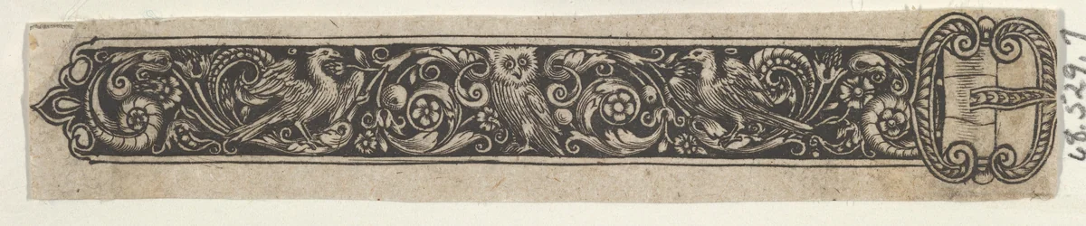 Reverse Copy of a Design for a Buckle with an Owl by Theodor de Bry, print, 1580-1600