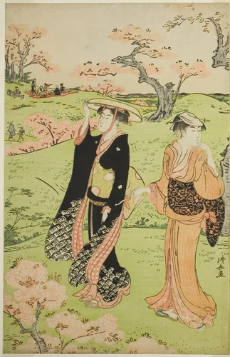 Cherry Blossom Viewing at Asuka Hill by Torii Kiyonaga (鳥居清長), print, 1782-1792