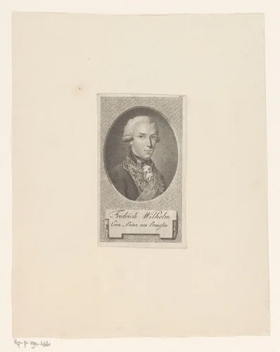 Portret van Friedrich Wilhelm van Pruisen by Meno Haas, print, 1762-1833