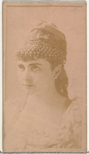 [Actress wearing ornate cap], from the Actors and Actresses series (N145-8) issued by Duke Sons & Co. to promote Duke Cigarettes by W. Duke, Sons & Co., photograph, 1890-1895