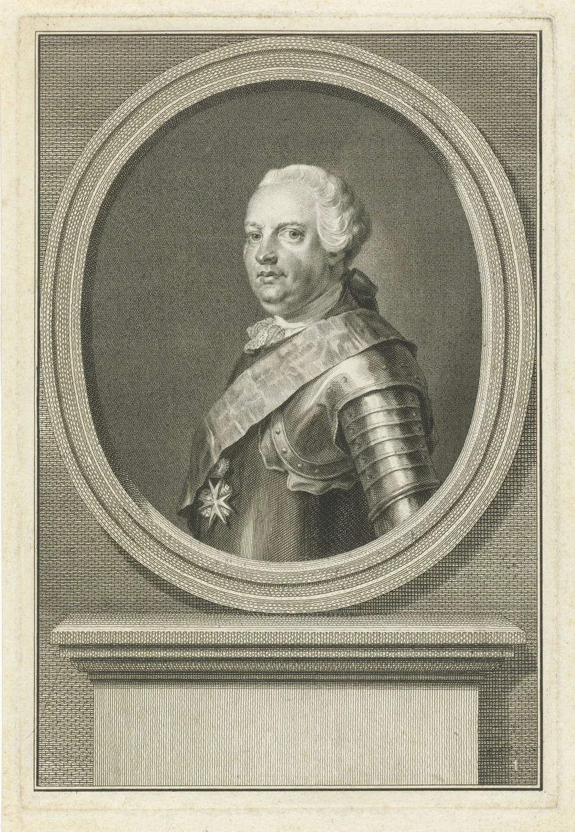 Portret van Lodewijk Ernst, hertog van Brunswijk-Wolfenbüttel by Jacob Houbraken, print, 1755-1780