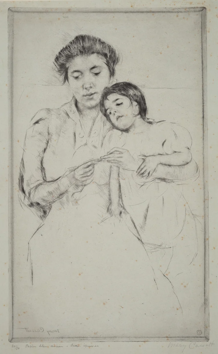 The Crocheting Lesson by Mary Cassatt, print, 1902