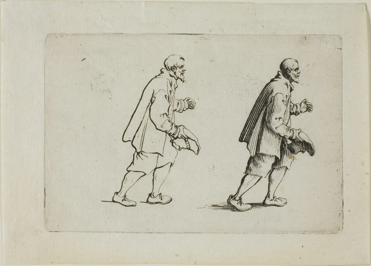 The Greeting Peasant, from The Caprices by Jacques Callot, print, 1617-1627