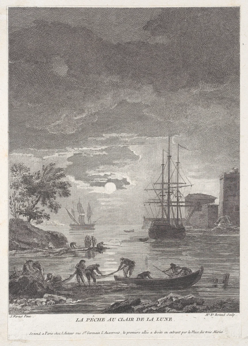 Fishing in the Moon Light by Joseph Vernet, print, 1766-1776