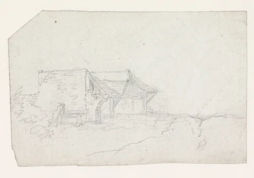 Ruïne van een boerderij by Georges Michel, drawing, 1773-1843