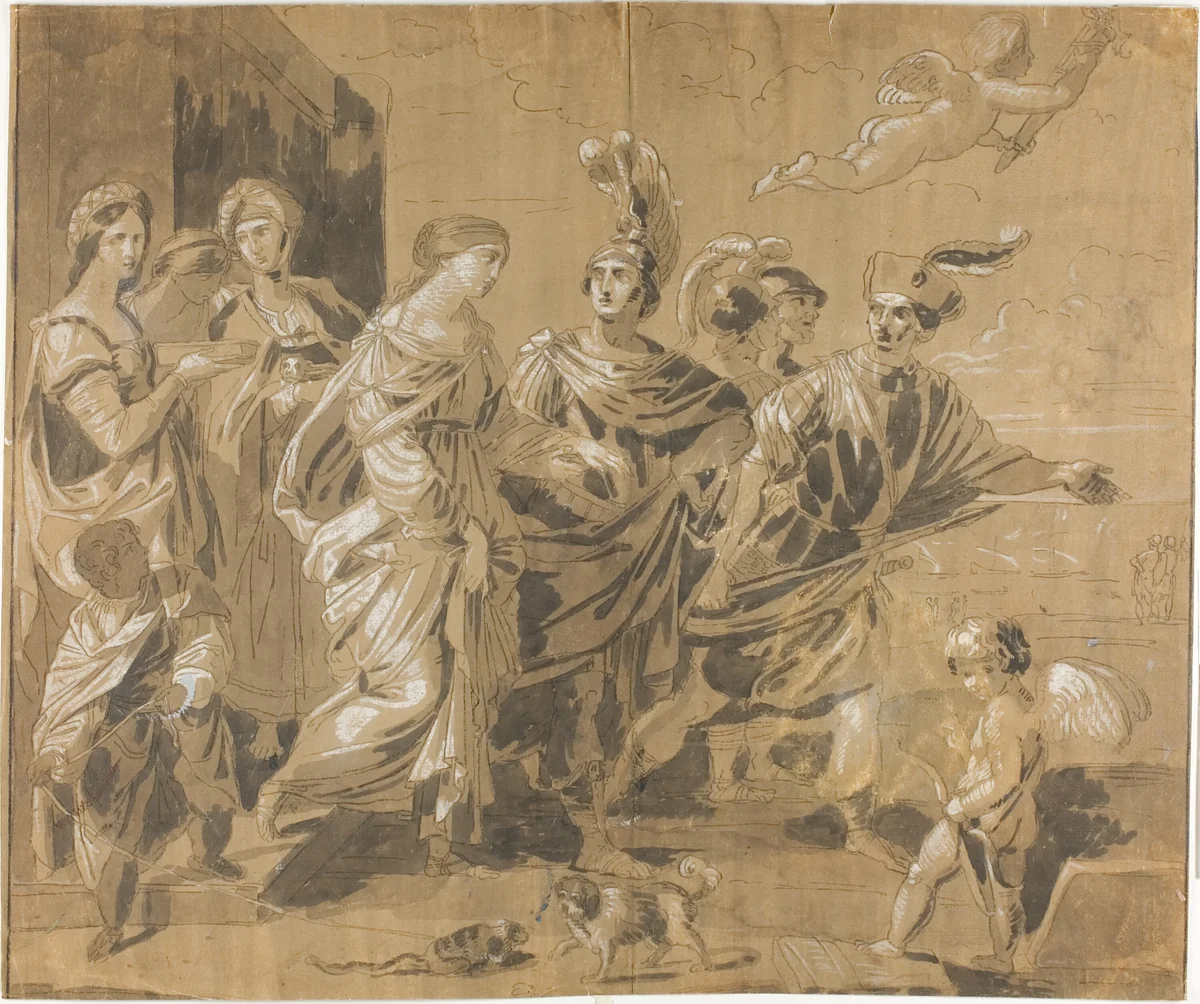 Abduction of Helen by Guido Reni, drawing, 1627-1799