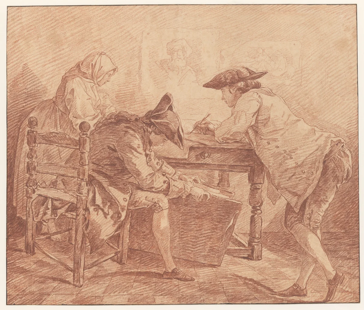 Young Artists in the Studio by Hubert Robert, drawing, 1758-1768