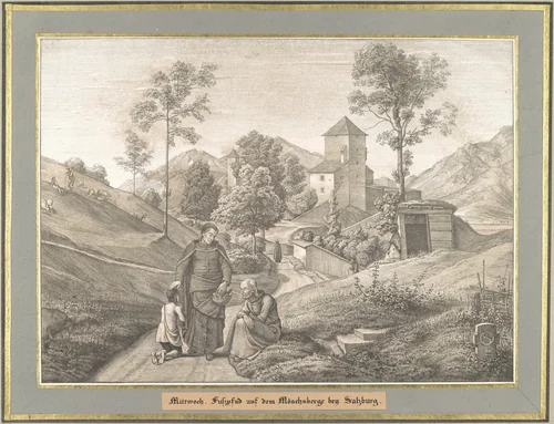 Mittwoch from Sieben Gegenden aus Salzburg und Berchtesgaden Geordnet nach den sieben Tagen der Woche, verbunden durch zwey allegorische Blätter (Seven Places in Salzburg and Berchtesgaden, Arranged According to the Seven Days of the Week) by Ferdinand Olivier, print, 1800-1841