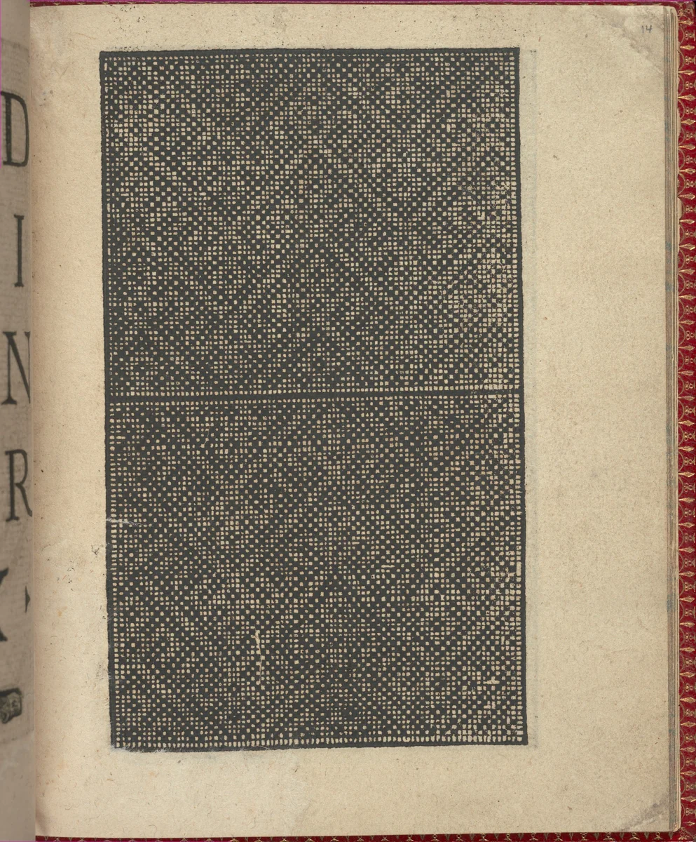 Ce est ung tractat de la noble art de leguille ascavoir ouvraiges de spaigne... page 14 (recto) by Willem Vosterman, book, 1527-1540