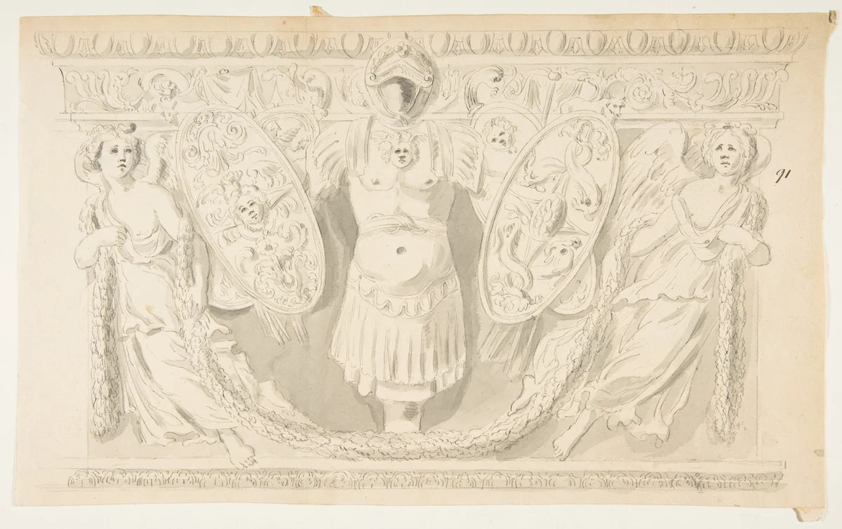 Design after a Roman Frieze by anonymous, drawing, 1700-1799