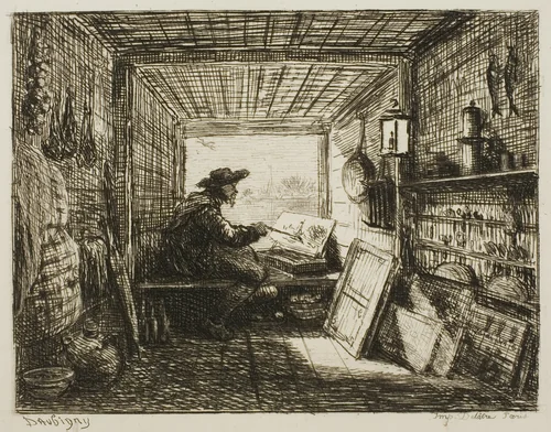 The Boat Studio, from The Boat Trip by Charles-François Daubigny, print, 1861