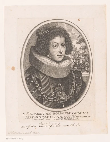 Portret van Elisabeth van Frankrijk by anonymous, print, 1615-1668