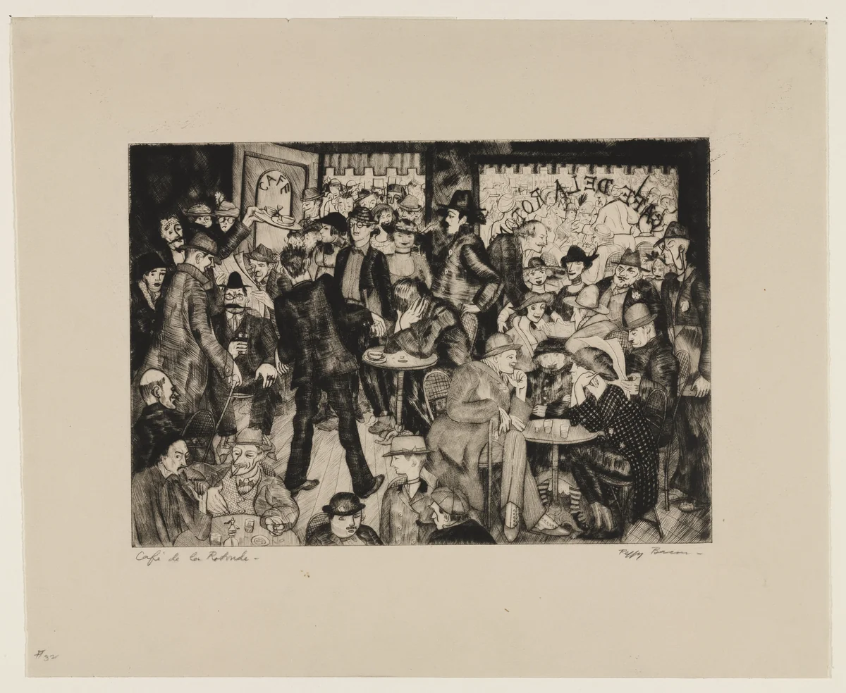Café de la Rotonde by Peggy Bacon, print, 1921