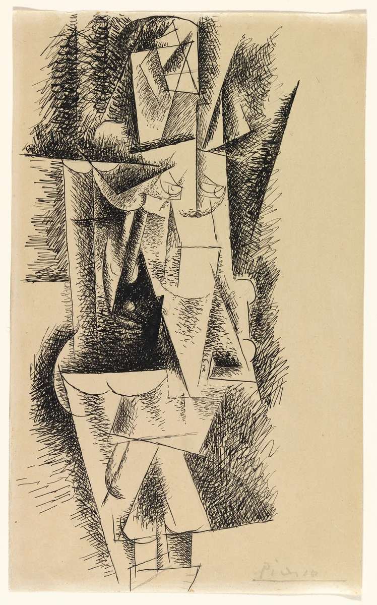 Nude Woman, Standing by Pablo Picasso, drawing, 1912