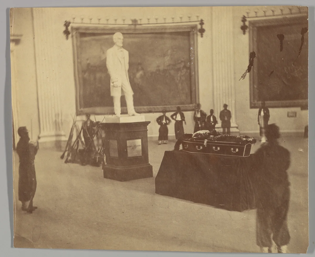 [Thaddeus Stevens Lying in State in the Rotunda of the Capitol at Washington] by Alexander Gardner, photograph, 1868