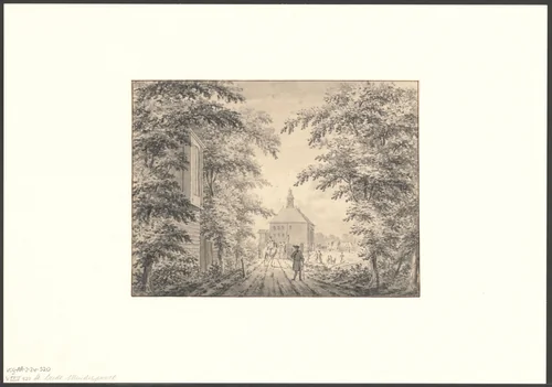 Gezicht op de oude Muiderpoort by anonymous, drawing, 1700-1769