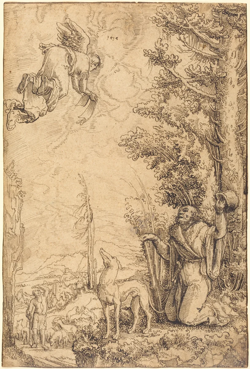 The Annunciation to Joachim by Wolf Huber, drawing, 1514