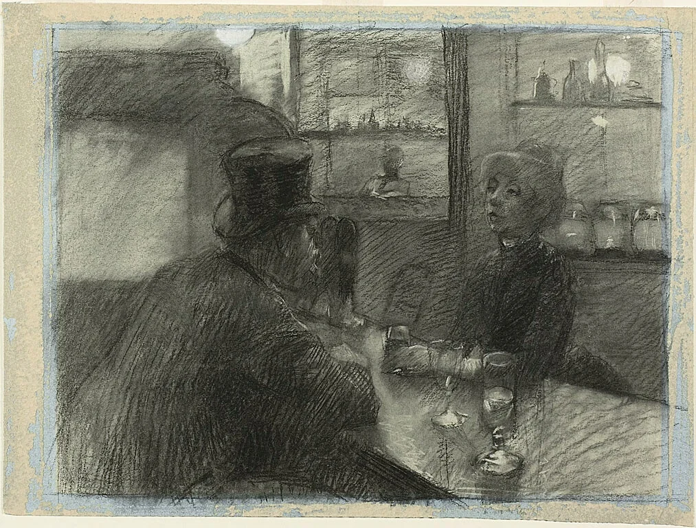 Bar of the Café of the rue de Rome by Henri de Toulouse-Lautrec, drawing, 1876-1901