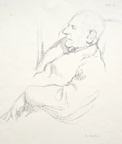 Sir Francis Seymour Haden Asleep by William Rothenstein, print, 1897